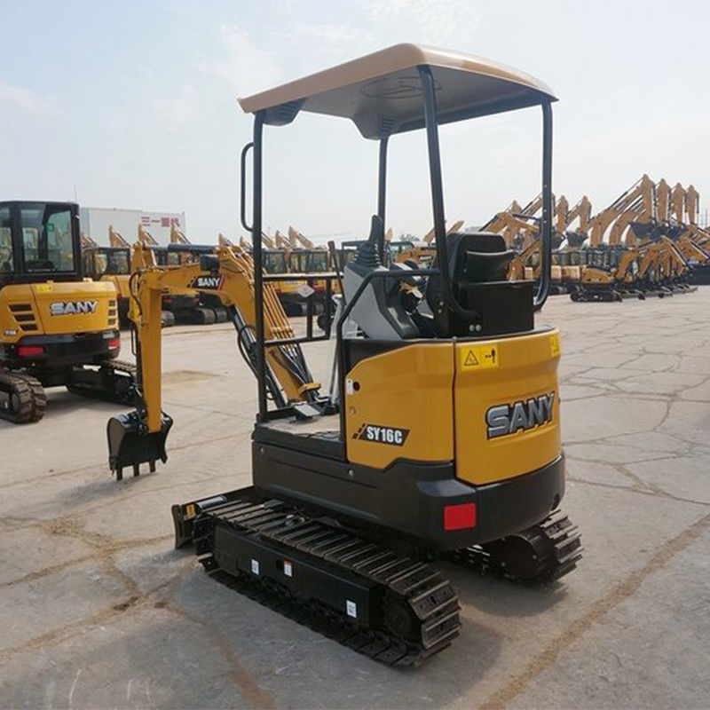 SANY SY16C mini escavadeira de 1 tonelada com bomba hidráulica importada e altura de escavação de 3665 mm
