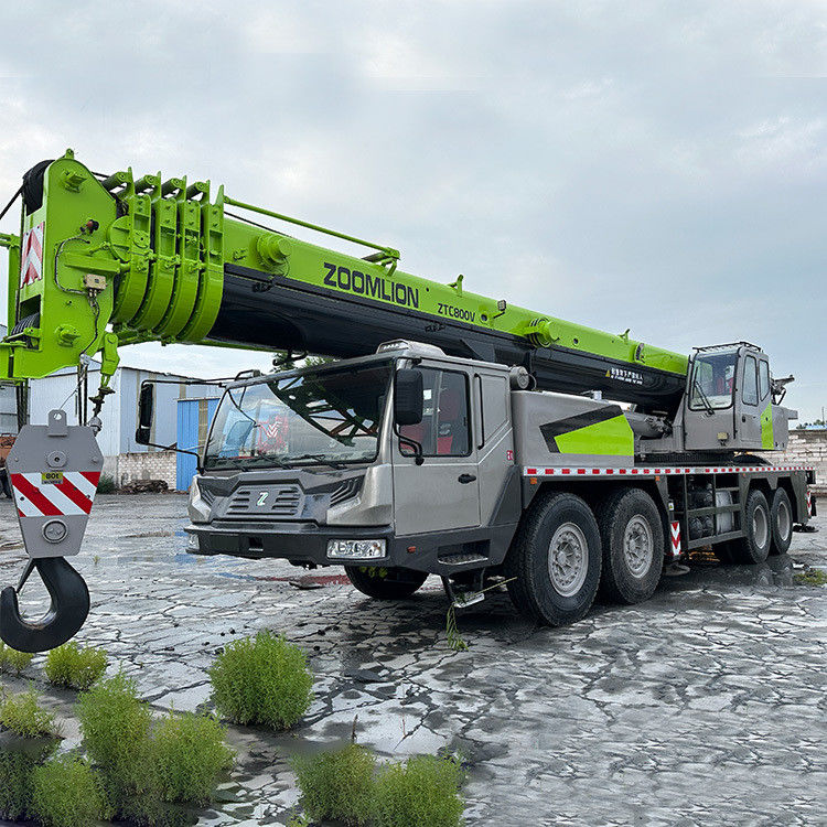 Zoomline ZTC800V Guindaste de camião usado de 80 toneladas Peso 80000 kg e motor diesel de 8 cilindros