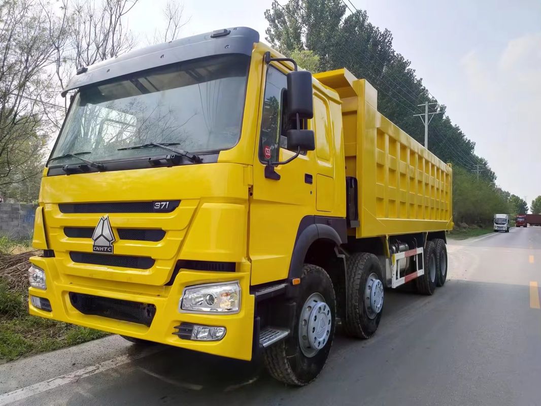 Howo usado 8x4 12 rodas camiões de descarga 375 hp motor diesel caminhão de remoção de areia sem ESC