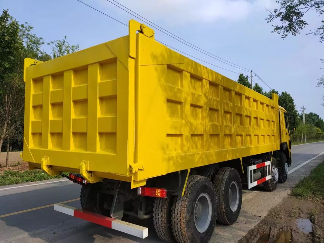 Howo usado 8x4 12 rodas camiões de descarga 375 hp motor diesel caminhão de remoção de areia sem ESC