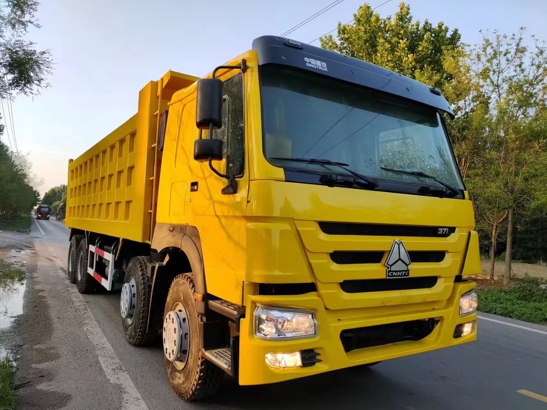 Howo usado 8x4 12 rodas camiões de descarga 375 hp motor diesel caminhão de remoção de areia sem ESC
