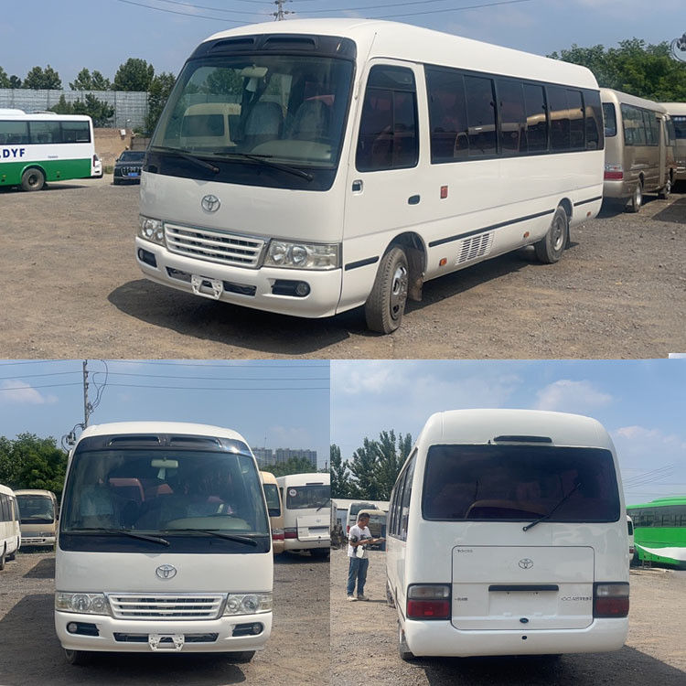 30 lugares Toyota Coaster Bus com freio de ar de duplo circuito e alta velocidade de 69 Km/h