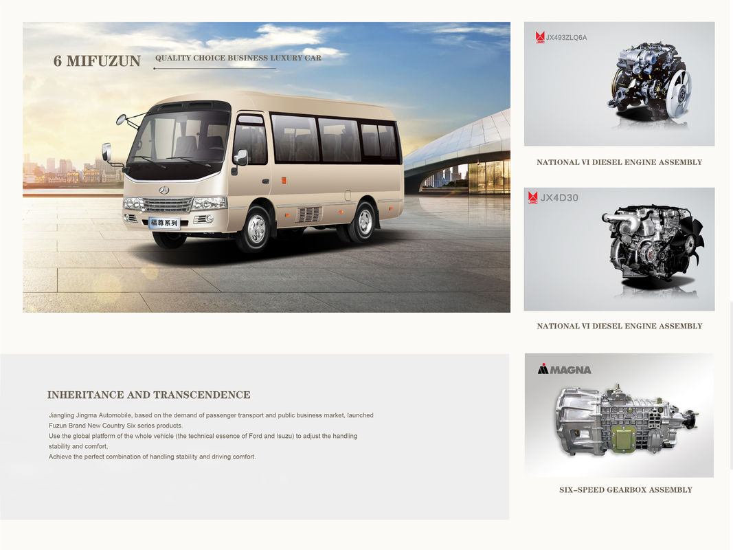 5300 kg G.V.W 6M Coaster Bus com motor diesel e pneu 7.00R16LT para comércio de passageiros
