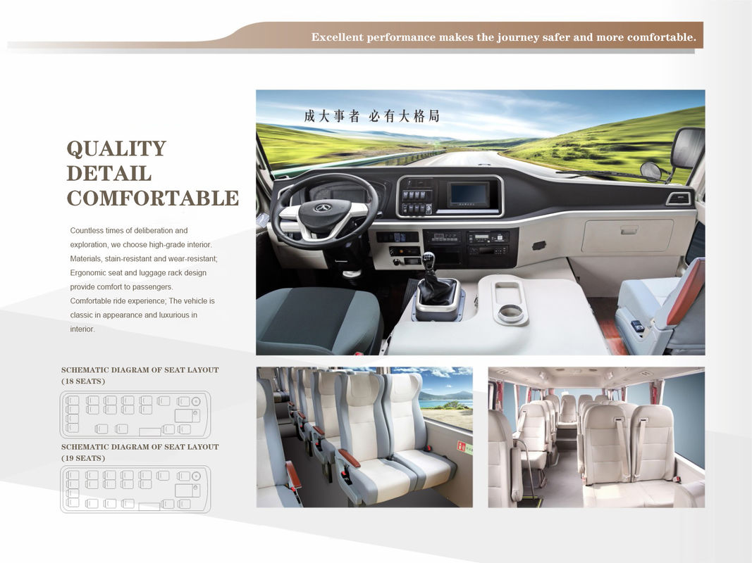 5300 kg G.V.W 6M Coaster Bus com motor diesel e pneu 7.00R16LT para comércio de passageiros